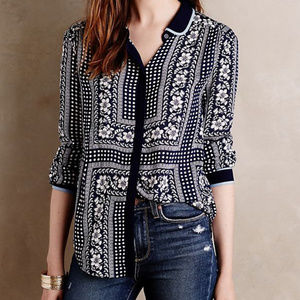 Anthropologie Maeve Art House Buttondown Top Sz 4